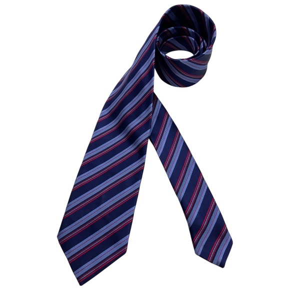 BRIONI Blue/Red Striped Silk LUXURY Tie HANDMADE ITALY - Picture 1 of 5